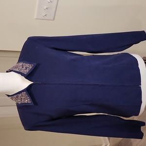 Selene Sport navy blue, faux suede jacket. Size petite medium.